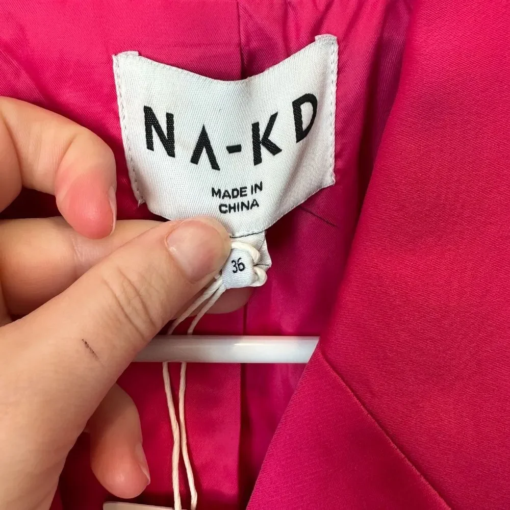 NWT NA-KD Hot Pink Oversized Blazer Size 36 - Small